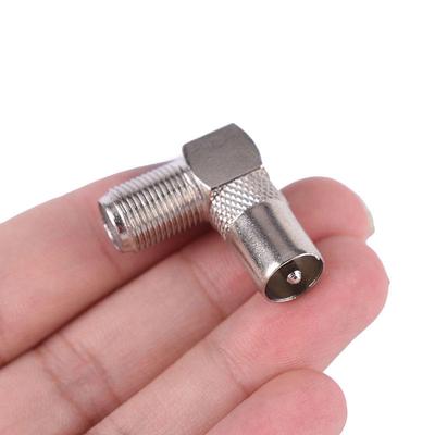 1Pc 90 Degree Right Angled Tv Aerial Cable Connector Rf Coaxial F Socket