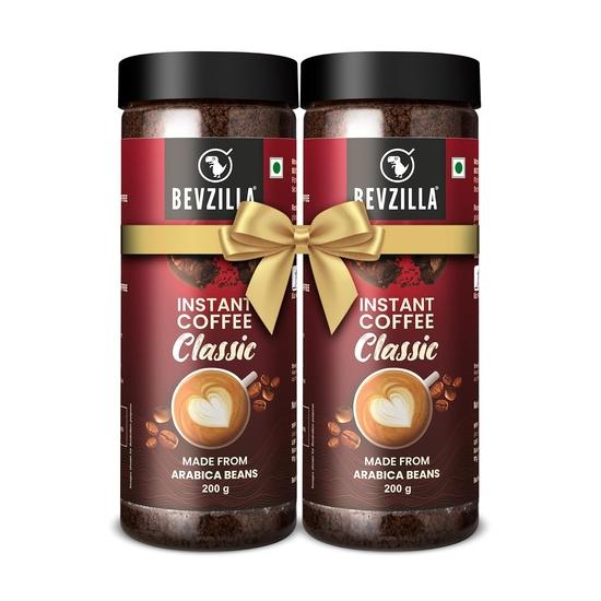 Bevzilla 400 Gram (200 Gm Pack of 2) 100% Arabica Instant Classic Strong Coffee Powder | Make 200 Cups Coffee| Espresso, Latte & Cappucino