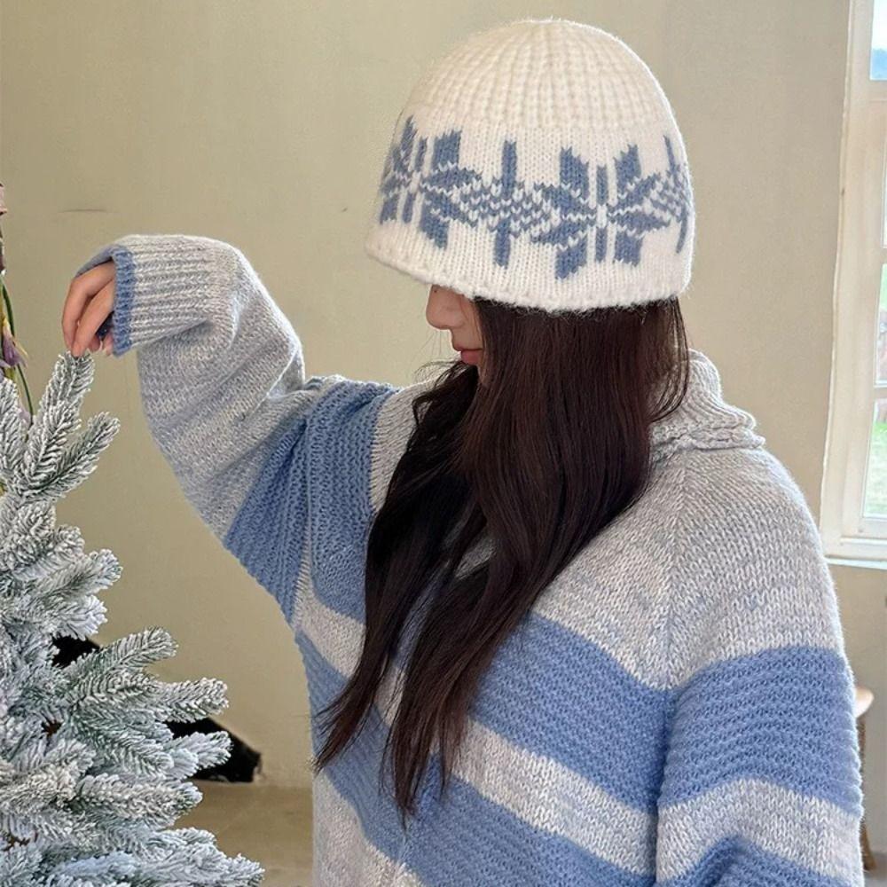Warm Snowflake Beanies Printed Printing Knit Cap Retro Jacquard Knitted Hat  Apparel Accessories