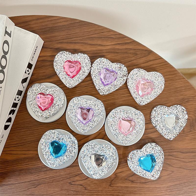 Portable Magnetic Rhinestone Heart Phone Holder