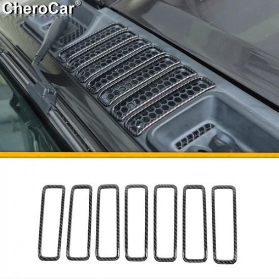 Front Engine Hood Air Vents Trim Cover for 18+ Jeep Wrangler JL JT Carbon Fiber