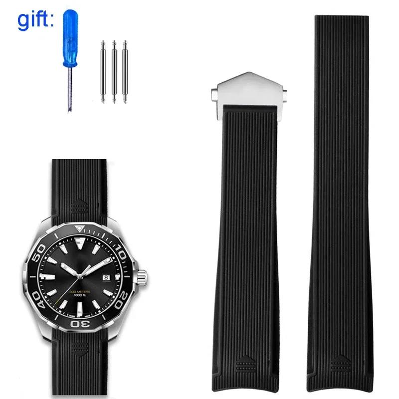Correa de Silicona para Reloj Pulsera Impermeable para TAG HEUER AQUARACER 300 WAY201B Correas de Goma Accesorios para Relojes 22mm