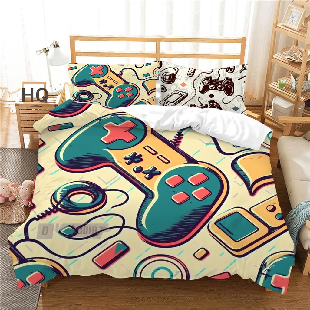 3D Player Bedding Set Game Handle Quilt Cover Pillow Case 2/3 Pieces Suitable for Game Enthusiasts Boys Men Room Zippered Home Decoration