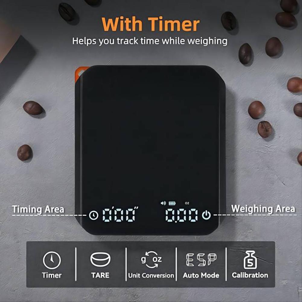 Coffee Scale with Timer 2000g/0.1g Rechargeable Espresso Scale Portable Digital Kitchen Scale with