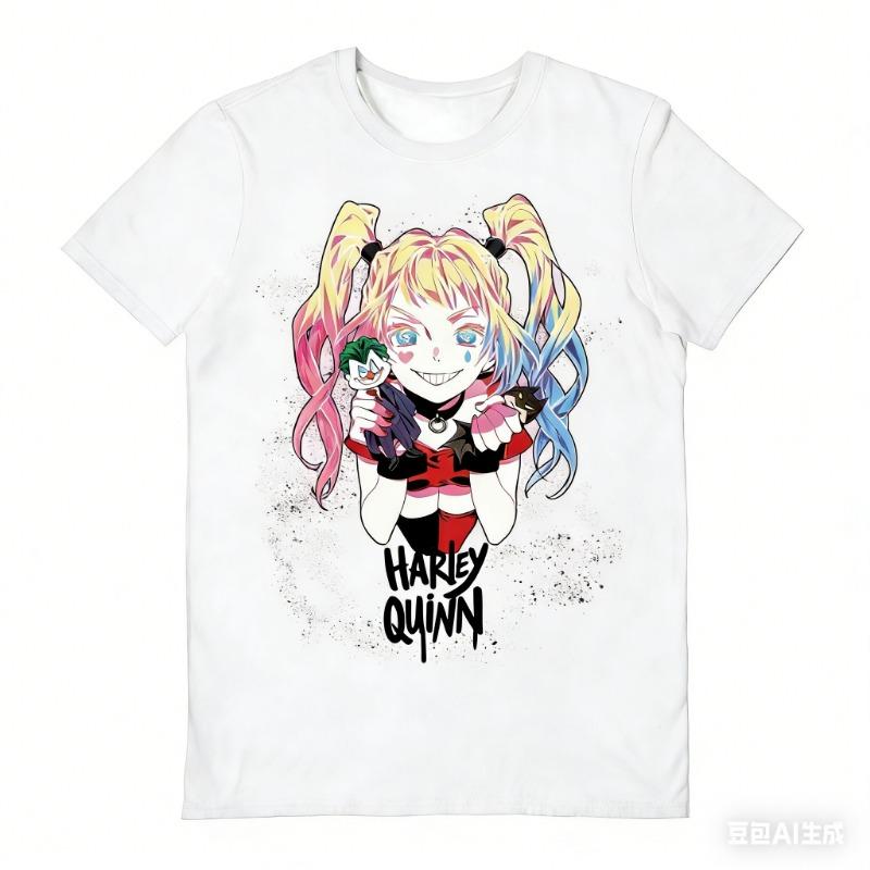Children's Harajuku-style Harley Quinn Crown Bubble Gum Print Clown Everyday Breathable T-shirt
