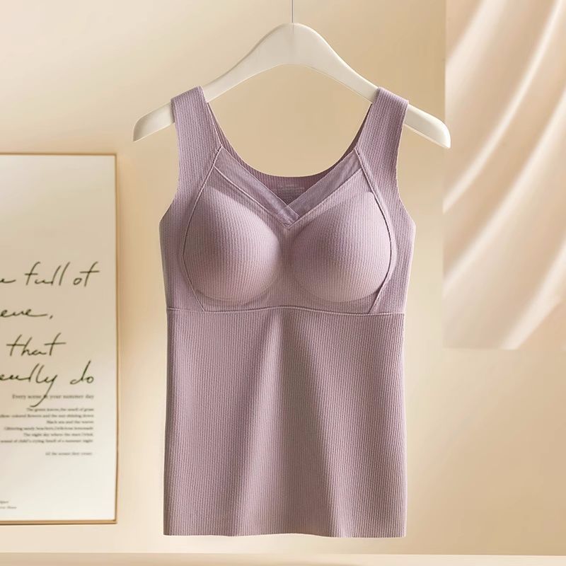 Heating Vest Women's Autumn Winter Thermal Underwear Seamless Gathered Top Bralette Fixed Cup Vest