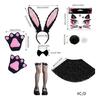 Women Girls Rabbit Ears Headband Collar Bowtie Cuff Bunnies Tail Easter Bunnies Costume Set for Halloween Cosplay Party