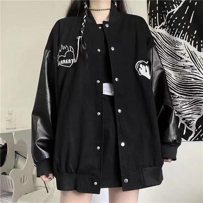 Casaco de Primavera Outono Feminino Estilo Coreano Harajuku Jaqueta Bomber Jaqueta Oversized Jaqueta Feminina