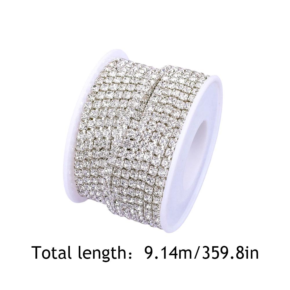 10yards/roll Rhinestone Cup Chain For Sewing Trim Crystal Silver Gold Base Clear Crystal Dense Glass Dense Crystal Cup Chain