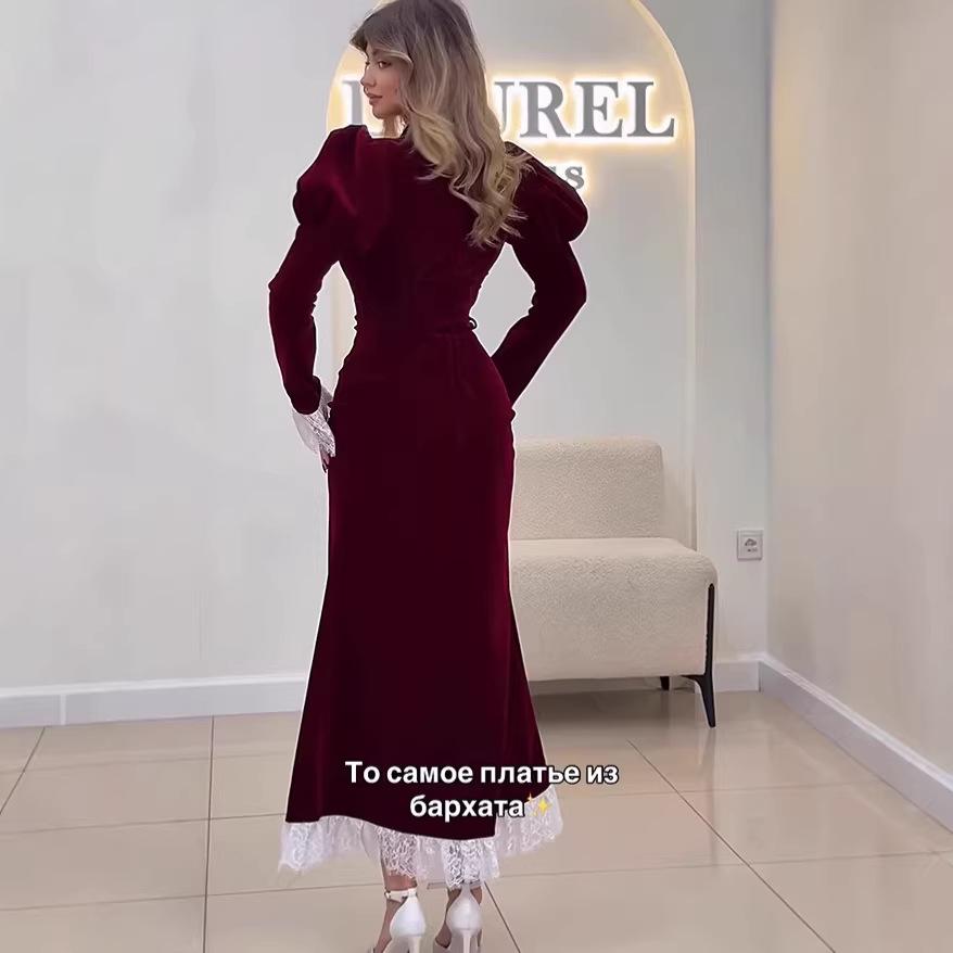 2025 Elegant Waist-Hugging Evening Dress - European & American Style