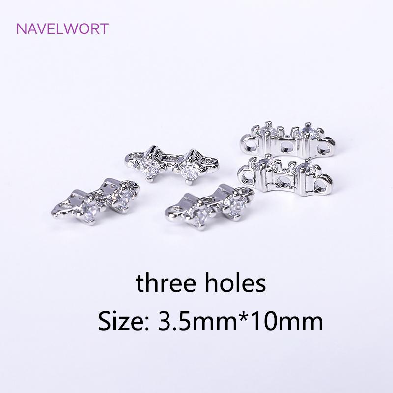 

18K Gold Plated Mini Connector For Bracelet Necklace Making Supplies Inlaid Zircon Double Hole Connector DIY Jewelry Materials 6 pieces