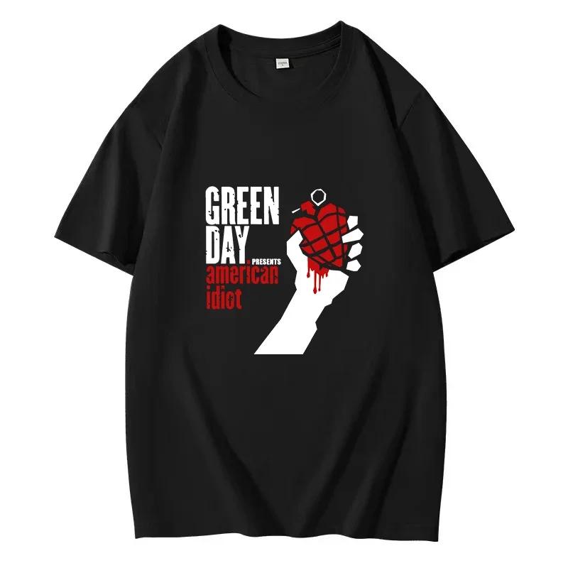 100% Cotton Men GREEN DAY Printed T-shirts 2025 Summer Women Oversized T-shirts Sport Jogging Funny Streetwear Summer Loose Tee