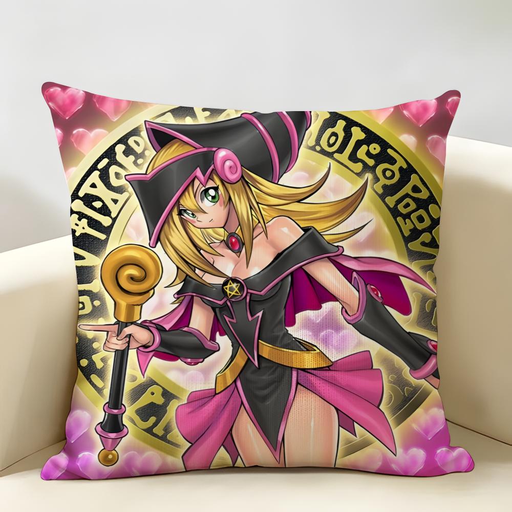 Dark MMagician Girl Cushion Cover Natural Linen Organic Fabric DoubleSided Printing Room Sofa Decor Pillow Case