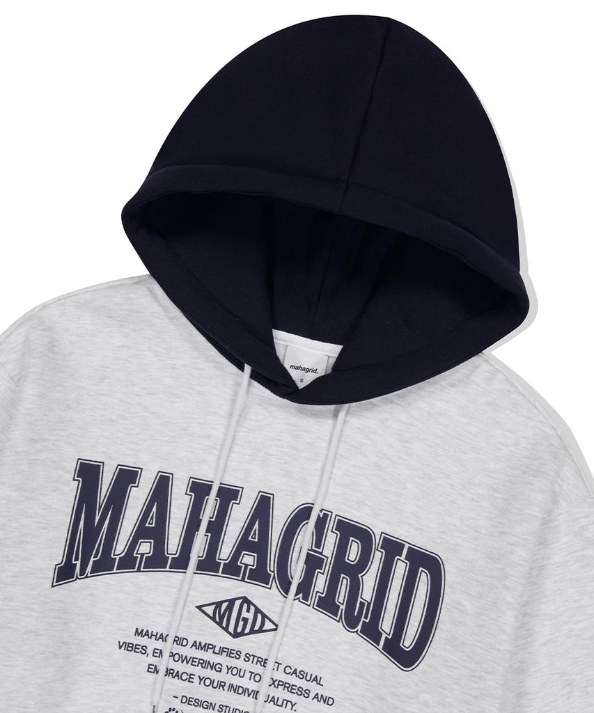 Maha Grid Basic Color Block Hoodie Light Gray(Mg2Efmm421A)