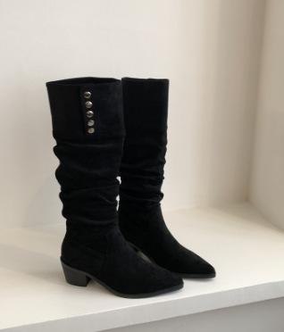 Petite Vintage Knee-High Boots For Women, Versatile Autumn And Winter Design, Versatile Rider Boots, Slimming And Stacked Boots
