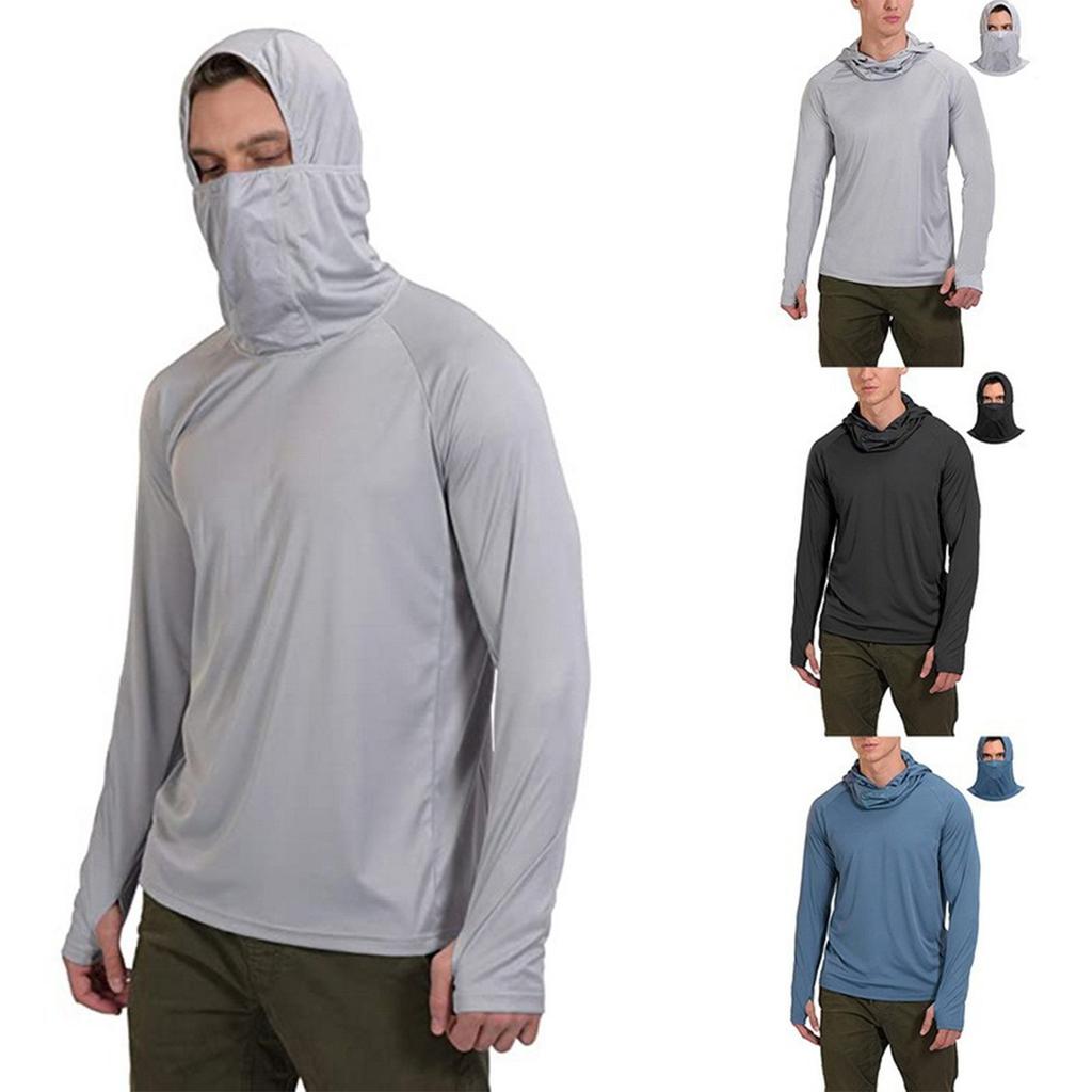 Men's Hooded Long-Sleeved Outdoor Sunprotection Fishing Clothing Beach Shirt Surfing Clothing Upf50+