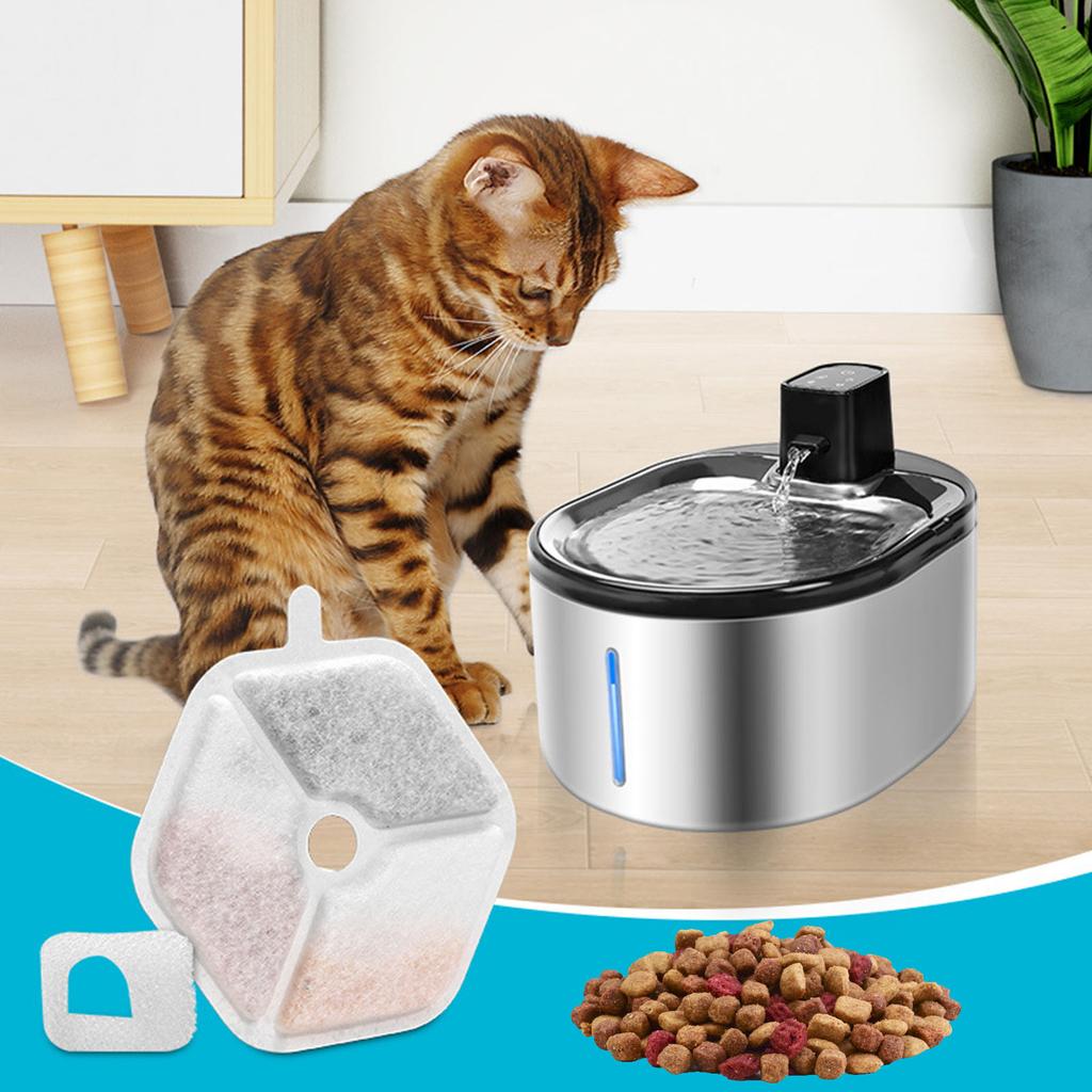 9 Stück Ersatzfilter und 9 Stück Schwämme Set für Edelstahl Katzenbrunnen Einfache Installation Hunde Trinkbrunnen