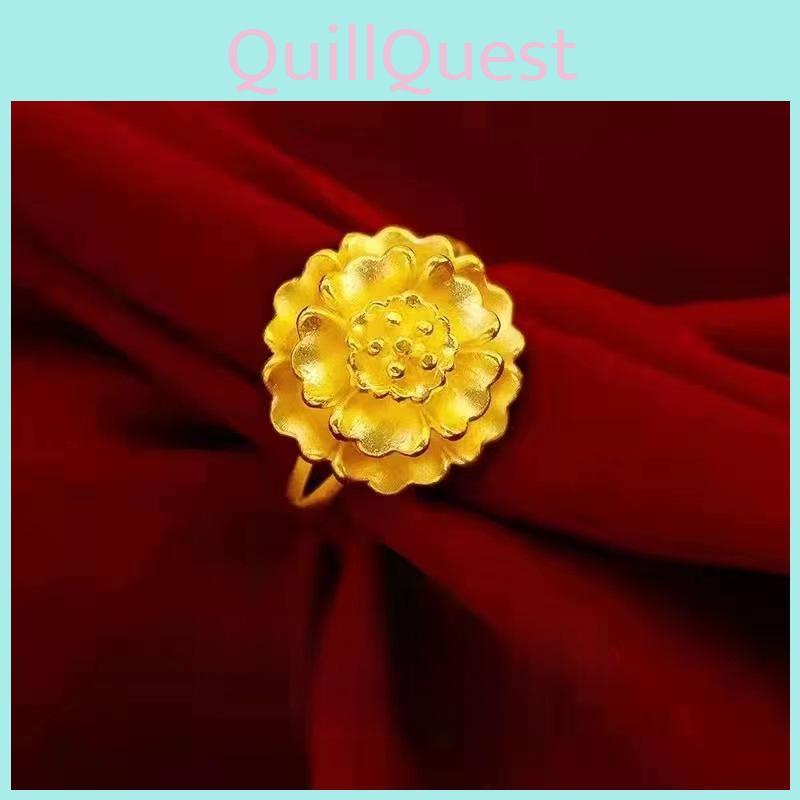 Peony Stunning Goldplated Ring For Women Featuring Adjustable Size And Sweet Design Floral