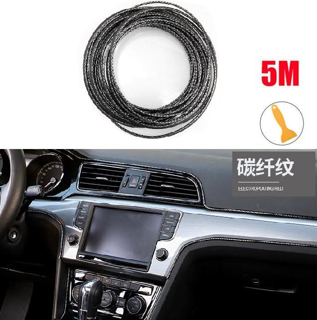 5M Car Moulding Decoration Flexible Strips Door/Center Console/ Interior Gap Trim Universal Chrome Trim Strip Bright Strip