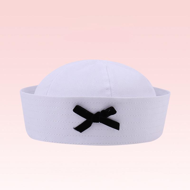 Striped Black Bow Decorative Sailor Hat Spring And Summer Dome Beret For Women'S