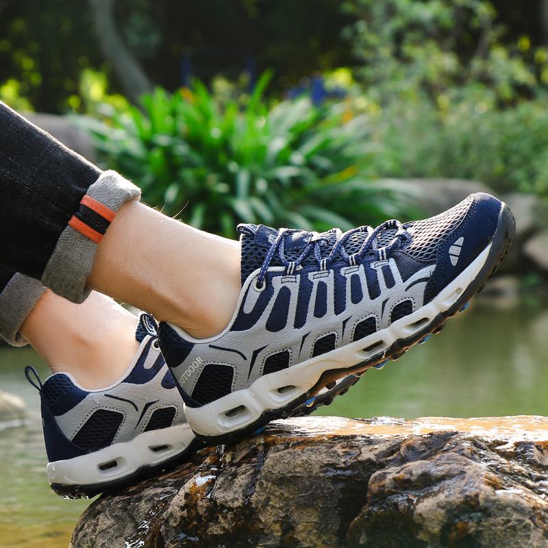 Leather Men Casual Shoes Male Summer Shoes Mesh Breathable Men Sneakers Rubber Sole Men'S Hiking Shoes Outdoor  De