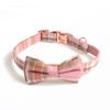 New Pet Dog Collar British Plaid Retro Rose Gold Bow Full Metal Collar  Dog Accessories Chihuahua Dog Y Harness