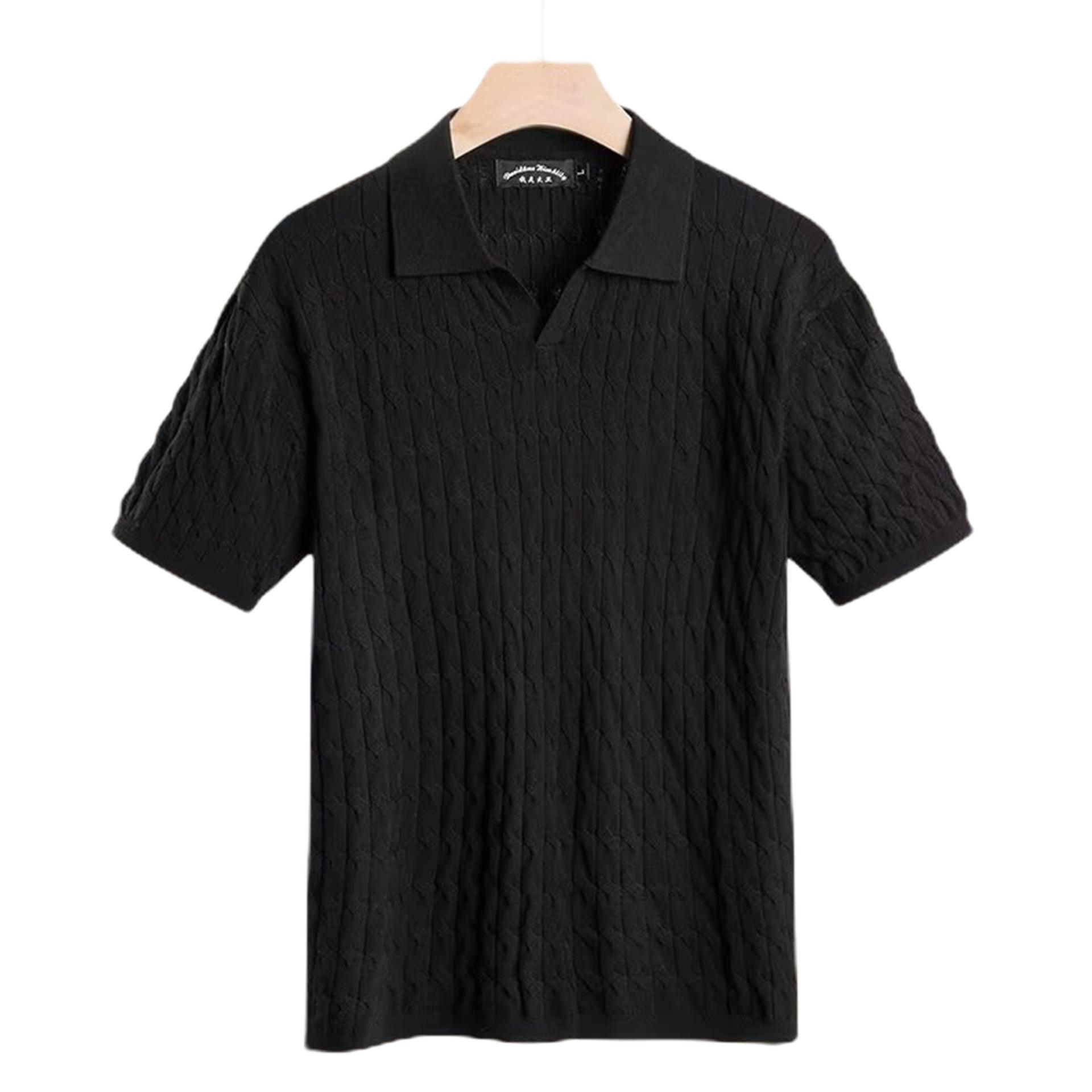 Men S V Neck Short Sleeve Knit Polo Shirt Casual Plus Size S