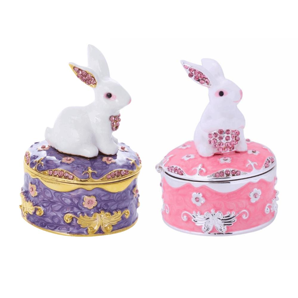 Enamel Jewelry Organizer Hinged Lid Jewelry Storage Box Floral Trinket Box  Dresser Decor