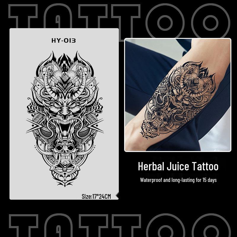 Japanese Traditional Tattoo Waterproof Sticker: Men's Long-lasting Floral Arm Pattern.