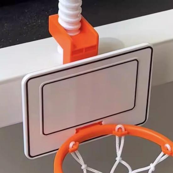 Mini Desktop Basketball Hoop with Self-Adhesive Mount Stress Relief Finger Basketball Set for Office Home Portable Fun Tabletop Game Creative Desk