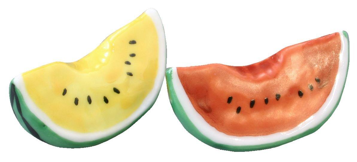 

Пара подставок для палочек для еды в виде арбуза от HYS415, дизайн, Кё-яки Киёмидзу-яки Ёсияма,