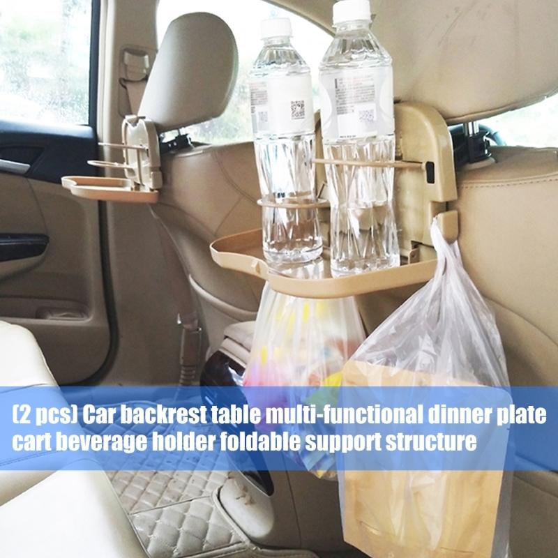 Folding Auto Seat Back Table With Snack Tray Drink Storage Space Saving Design Quick Installation Car Organizers