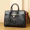 Borsa da donna in pelle con motivo coccodrillo, Borsa grande di alta gamma e alla moda, Versatile, Borsa a tracolla platino, Borsa casual da donna