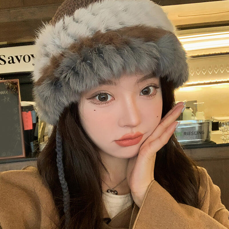 The Cap Raccoon Fur Knit Bonnet Hat C2 Brown C2 Brown