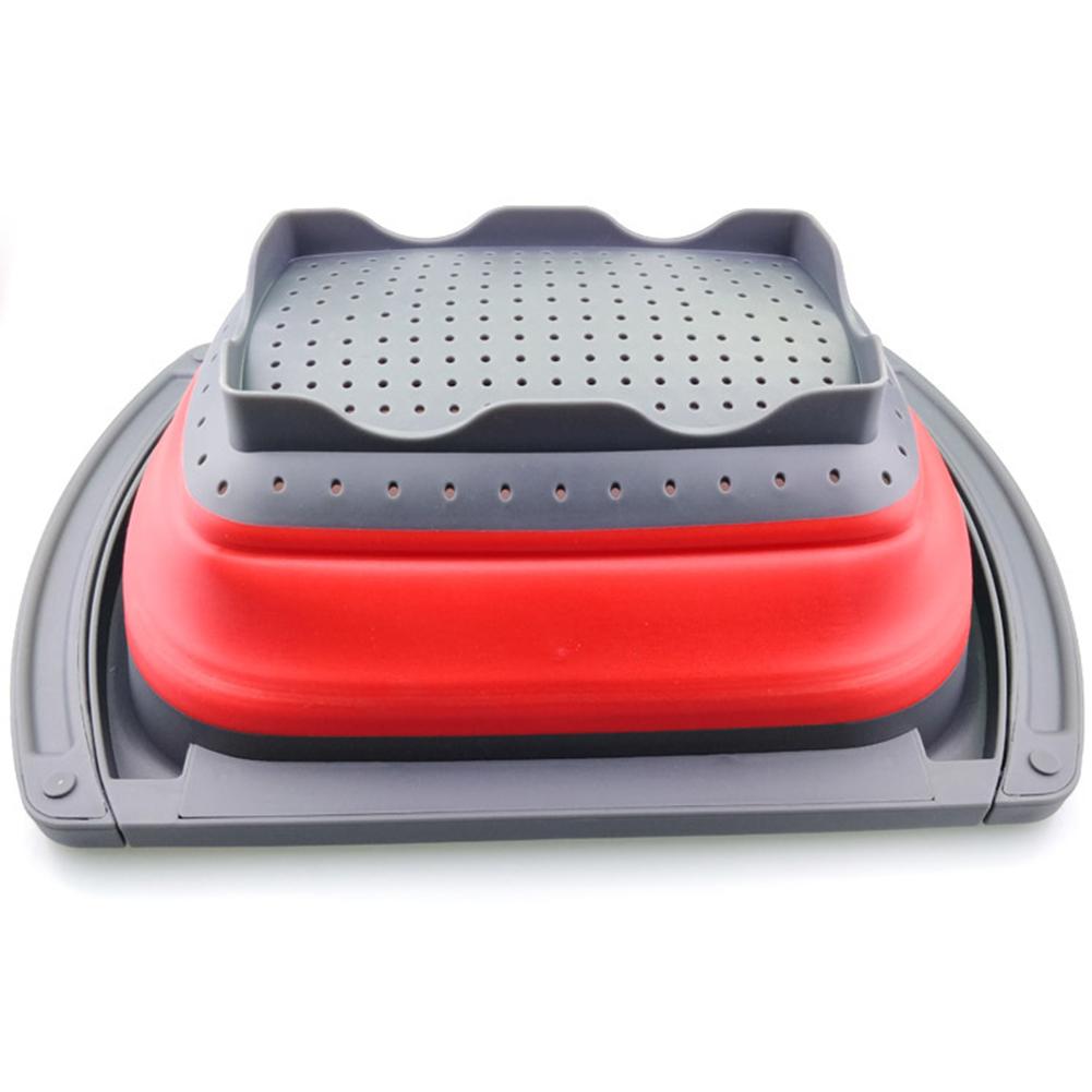 Square Stretchable Draining Basket Colander Kitchen Retractable Strainer Vegetable Storage Rack