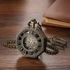 Antique Mechanical Pocket Watch with Hand-Wound Skeleton: Octagonal Roman Analogue Pocket Watch with Retro Pendant and Brown Chain - Perfect Gift for