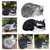 Lovely Miniature Sleeping Cat Statue Landscaping Figurines Mini Animal Art Crafts Sculpture for Patio Lawn Yard Decor Ornament