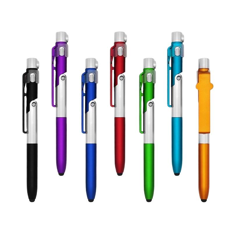 NEW 4-in-1 Multifunction Ballpoint Pen LED Light Foldable Phone Stand Night Reading Writing Pencil For Office School Students