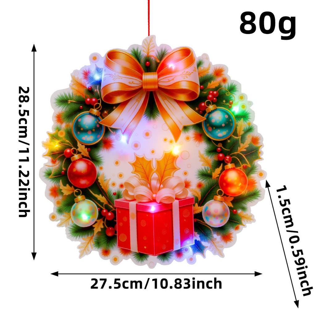 Illuminated Santa and Snowman Door Hanging Ornaments - Christmas DIY String Lights & Scene Decor.