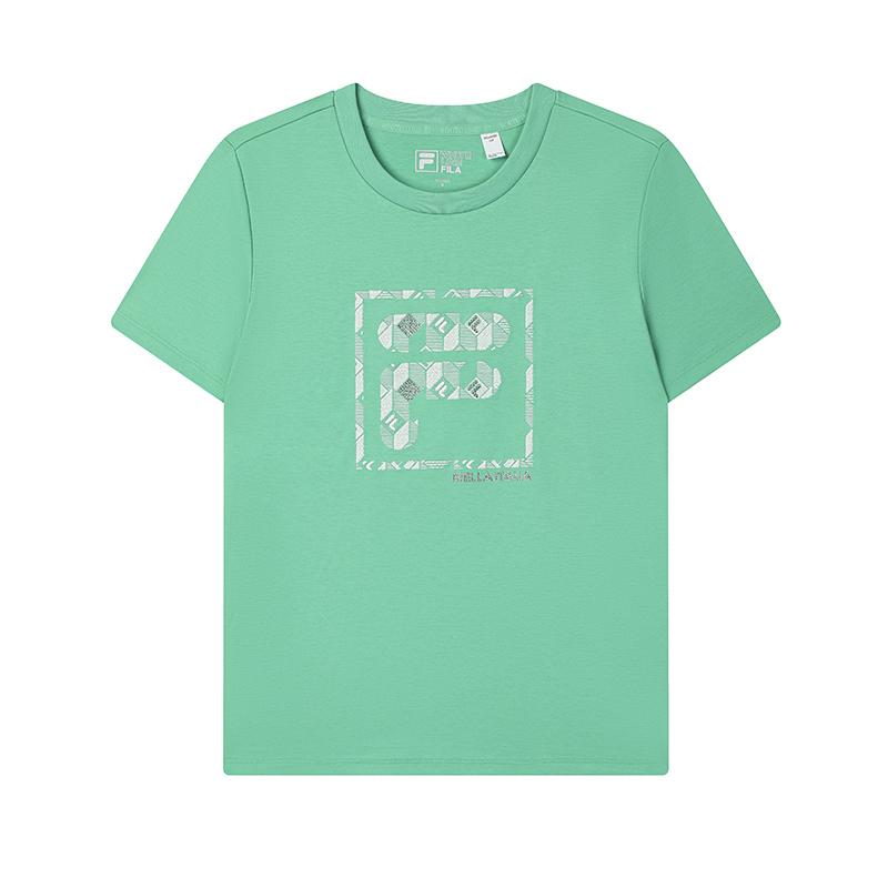 New FILA Lifestyle Regular T Shirt Women s Mole Green F11W528110F-GN M