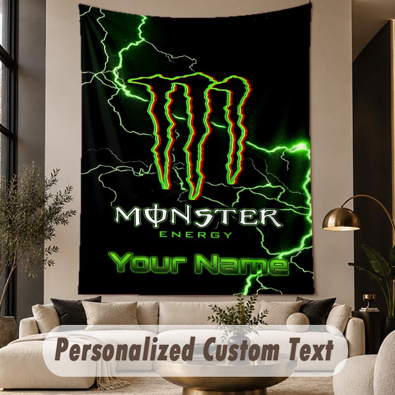 Custom Text Tapestry Monster Energy Print Wall Tapestry Indoor Living Room Wall Decor