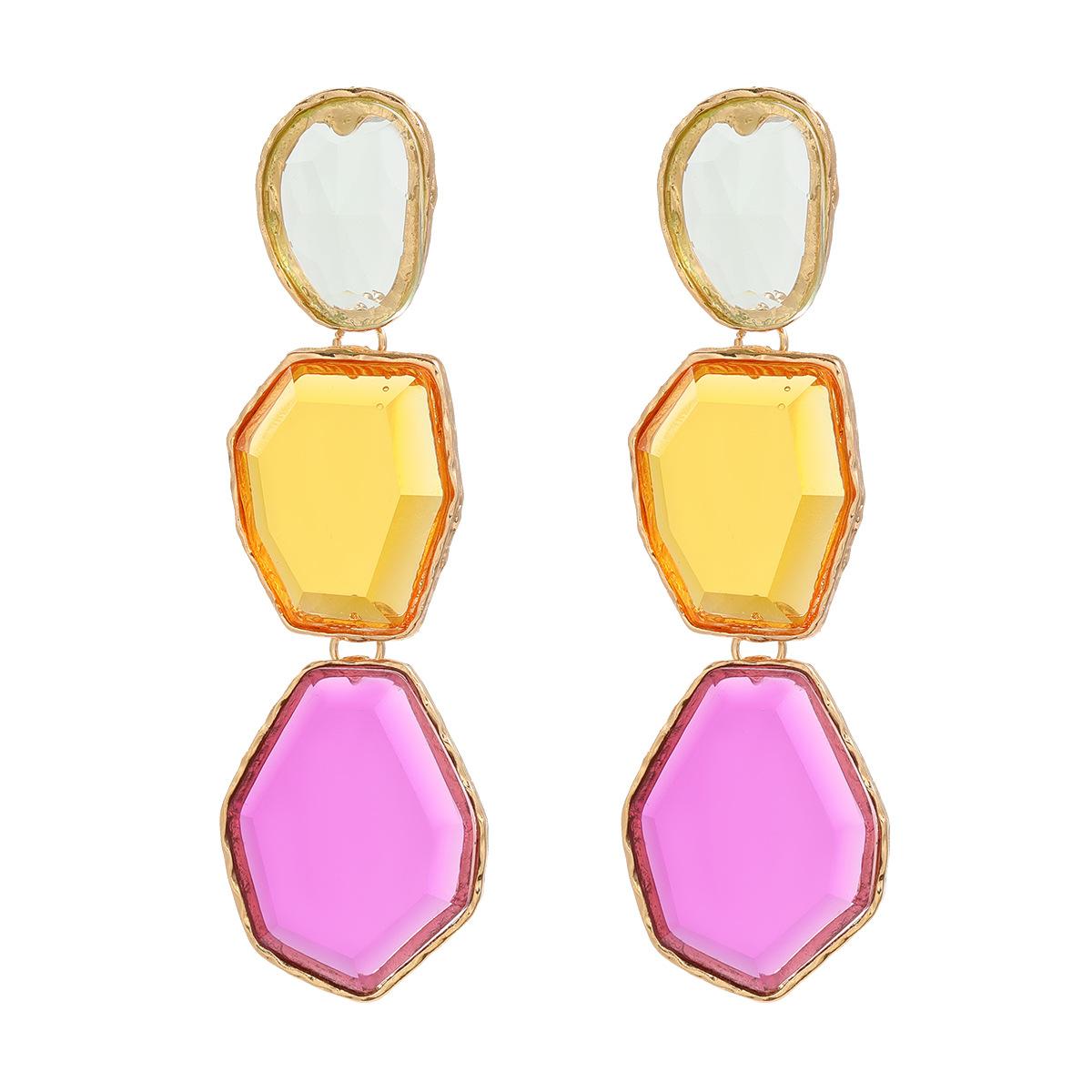 

Необычные серьги-капли для женщин, геометрические висячие серьги из смолы, ювелирные аксессуары разноцветный