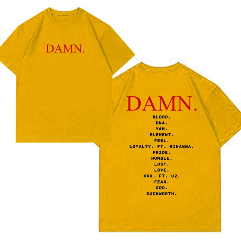 T-shirt Damn Kendrick Lamar pour homme, avec la liste des titres de l'album Mr Morale & The Big Steppers, style hip-hop gothique surdimensionné.