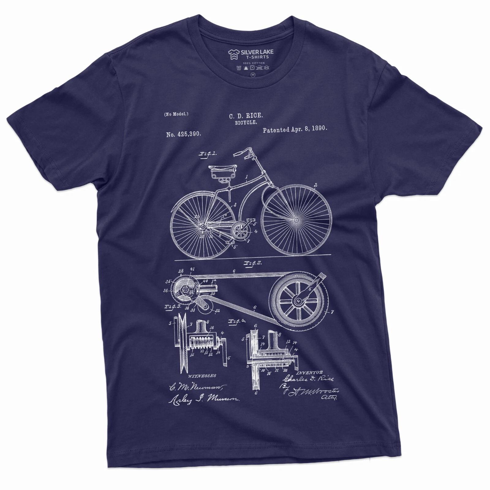 Mens Bicycle Patent 1860 T-shirt Bike History Tee shirt Riding Rider Gift Tee M