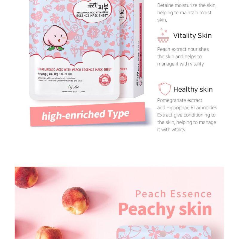 esfolio - Hyaluronic Acid With Peach Essence Mask Sheet Set