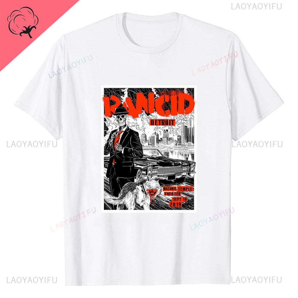 Rancid Band Short Sleeved Tshirt for Mens Summer American High Street Print Cool Pure Half Sleeves Trendy Printed Tshirt Top