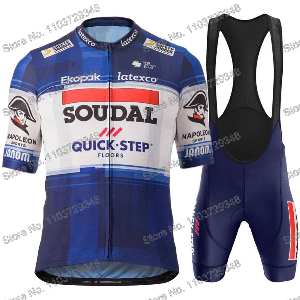 Soudal Quick Step Cycling Jersey Men's Set Summer Cycling Clothing Road Race Bike Shirt Suit MTB Women Bicycle Bib Shorts