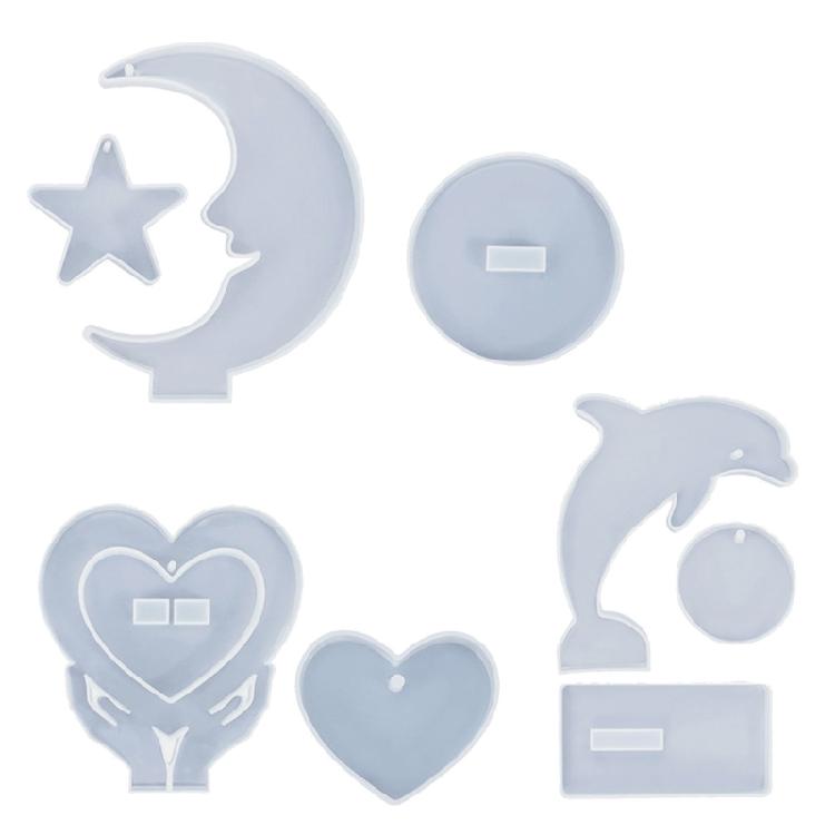 

Star Moon Dolphins Double Love Photo Frame Silicone Mold for DIY Craft Jewelry