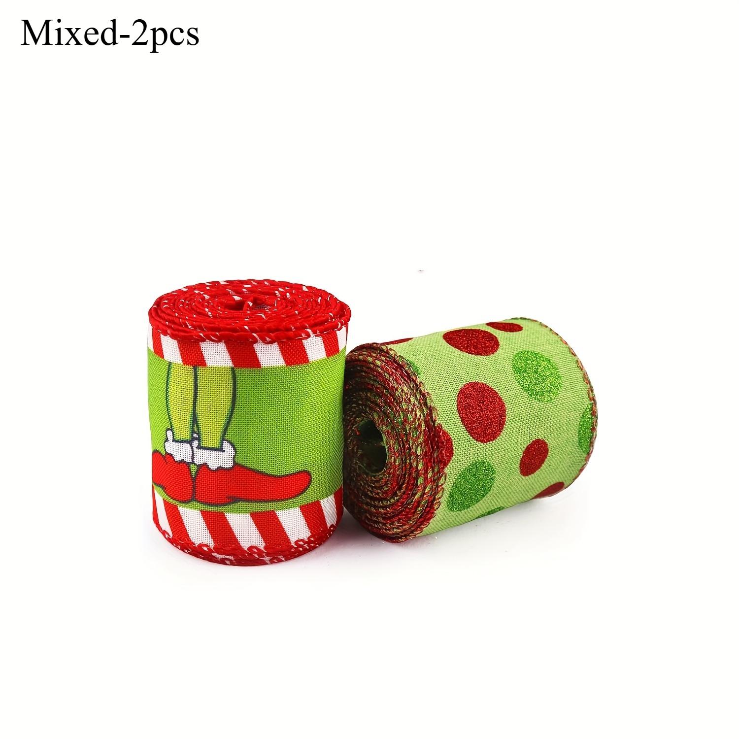 

2pcs Christmas Tree Ribbon Christmas Decoration Wired Ribbon Dot Design Ornament Christmas Party Decorations Ribbon for Crafts 2pcs