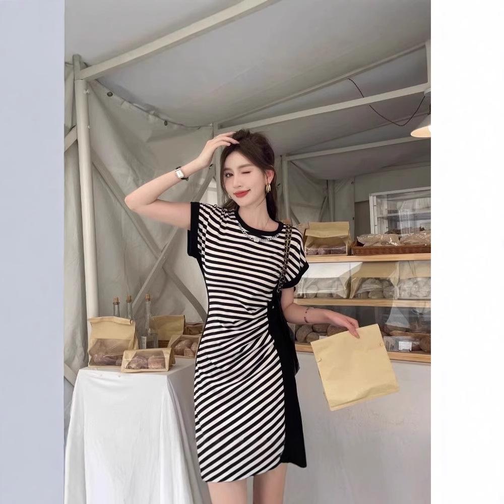 

Yujie Women s Sweet & Spicy Colorblock Knitted Summer Slit Dress One Size [Recommended for under 125 lbs]